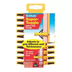 Plasplugs Hollow Wall Fixings 10 x 37mm 20 Pack